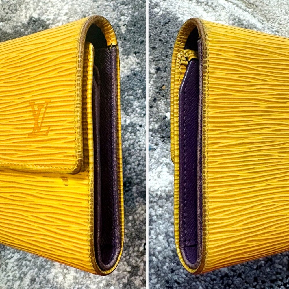 90s Vintage LV Yellow Epi + Purple Taiga Leather SLG 3-way Bundle - Picture 5 of 15